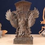 Vintage Indonesian Bronze Lord Vishnu Seated on Garuda Vahana Sculpture 13" | Divine Protector | Traditional Balinese Artistry | Spiritual Home Decor